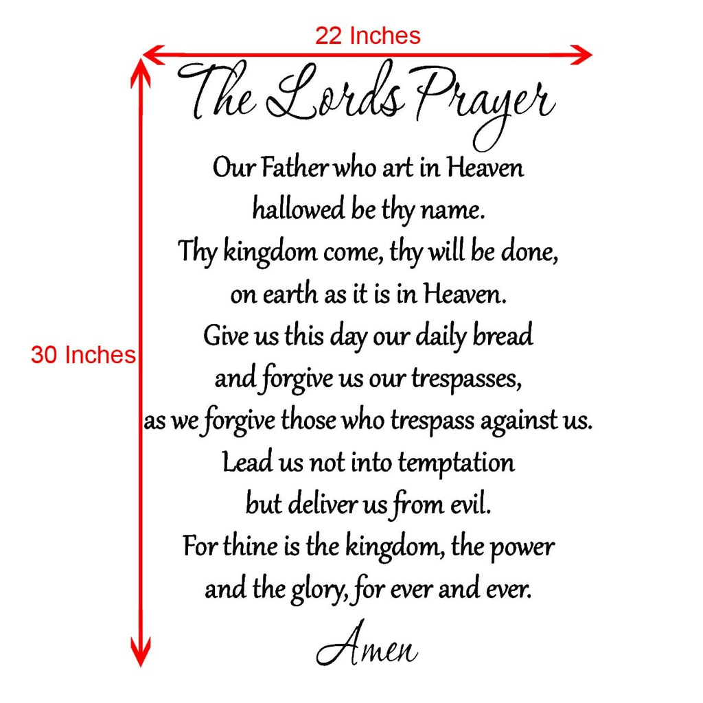 VWAQ The Lord's Prayer Bible Wall Decal Our Father Vinyl Wall Art Scripture Quote Faith Home Christian Decor Stickers