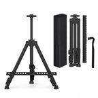 Art Painting Tripod Easel Stand - Portable Adjustable Display Artist Metal Easel with 1 Bag for Tabletop/Floor Painting, Height from 17 to 66 inches, Sturdy for Drawing, Displaying - Black