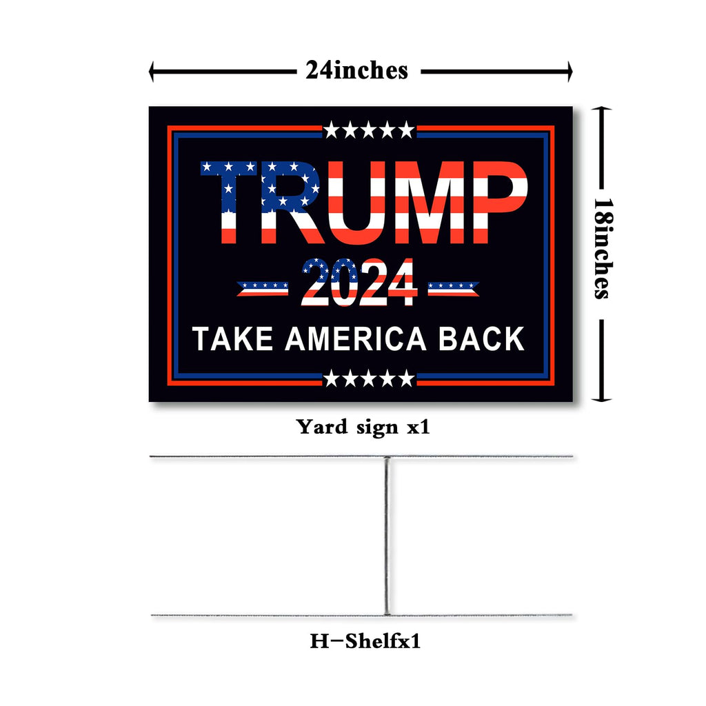 Oligei Trump Yard Signs, Larger Trump 2024 Yard Sign 18" X 24", Trump Yard Signs 2024 Double Sided Fade Resistant, Take America Back Trump Signs for Yard Heavy Duty Metal H-Frames