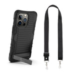 E-Tree Compatible with iPhone 13 Pro Max Case, with Crossbody Strap and Stand, Shockproof Protective Hard Phone Case Black, Perfect for Go Outside and Kid Elderly, 6.7 inch