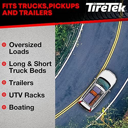 TIRETEK Cargo Net Truck Accessories for Men, Heavy-Duty Pickup Truck Bed Netting 4' x 6' Stretches to 8' x 12', 12 Metal Carabiners, Bungee Mesh Accessory with Strap Hooks for SUV, Trailer Tarp