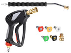 TOOLCY Pro Pressure Washer Gun and Wand, 5000 PSI High Pressure Washer Gun with 18" Curved Extension Wand, 360° Swivel, 1/4" Quick Connect Outlet, Includes 3/8" QC to M22-14mm Adapter & 5 Nozzle Tips