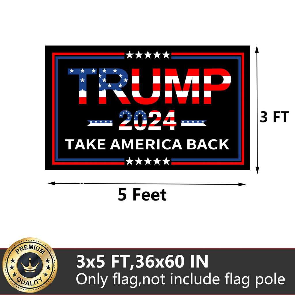Trump 2024 Flags 3x5 Outdoor Made in USA- Double Sided 3 Ply Heavy Duty Black Take America Back Trump Flags Banner for Outside with 2 Brass Grommets Fade Resistant for Indoor Outdoor