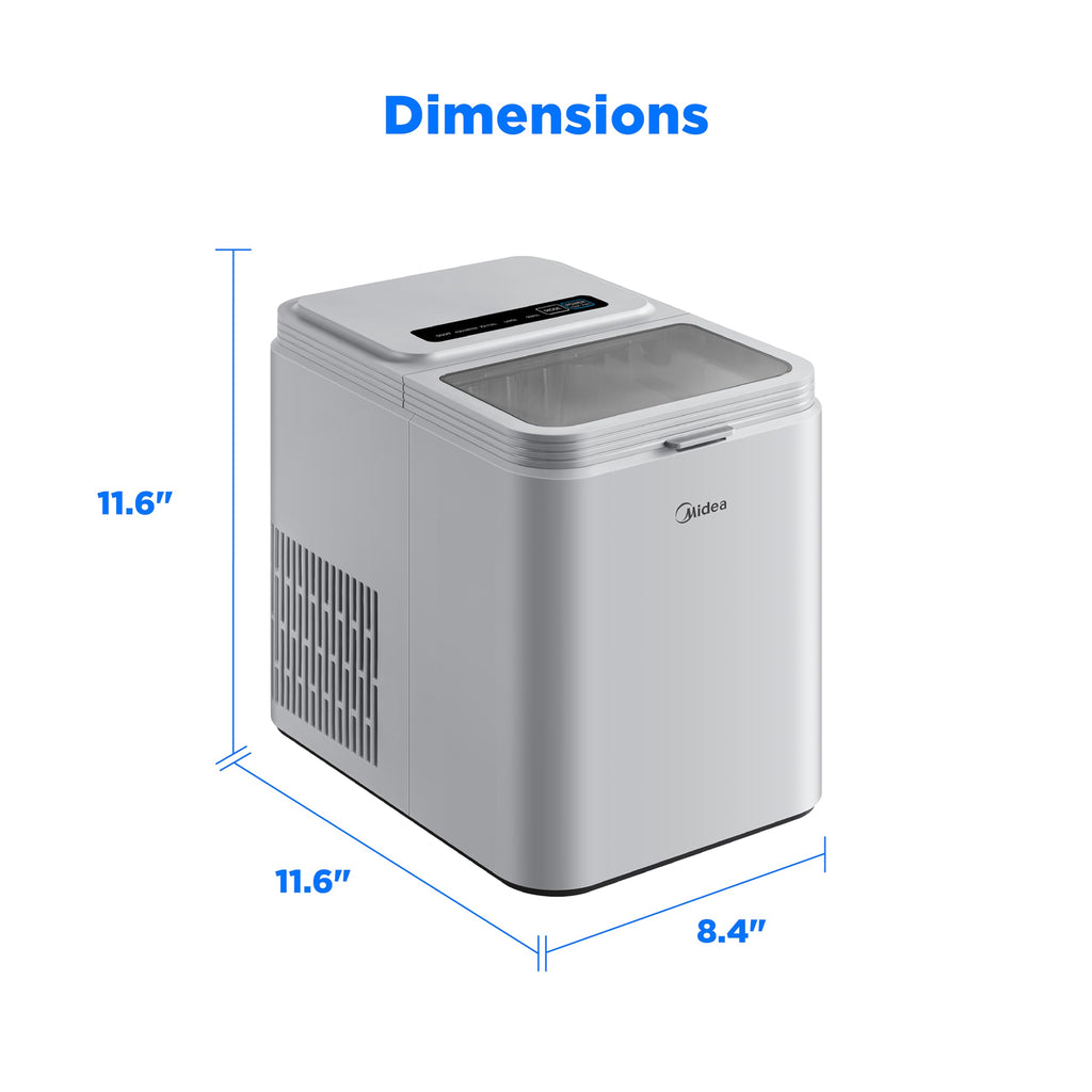 Midea MERI26B1AGY Countertop Bullet-Ice Maker, 8 Ice Bullets Ready in 6 Minutes, 26lbs/24H, Self-Cleaning Function with Ice Scoop and Basket for Home/Office/RV