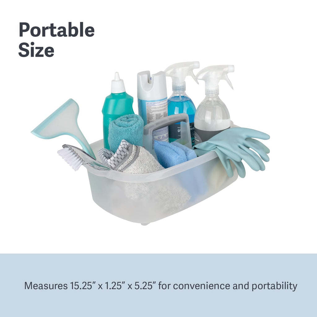 Casabella Plastic Multipurpose Cleaning Storage Caddy with Handle, 1.5-Gallon, Clear