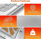 Air Fryer Tray Replacement for Cuisinart TOA-28 AFR-25 Toaster Air Fryer Convection Oven, 10.7 * 9.8'' Non-stick Mesh Air Fryer Steel Basket Wire Rack Accessories Parts, Dishwasher Safe