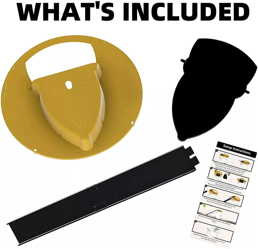 Mouse Trap Bucket,Flip and Slide Mouse Trap,Reusable Mouse Trap Bucket with Trap Door Style,Mouse Traps Humane Mouse Trap, 5 Gallon Bucket Compatible Rat Trap for Outdoors and Indoors (Yellow)