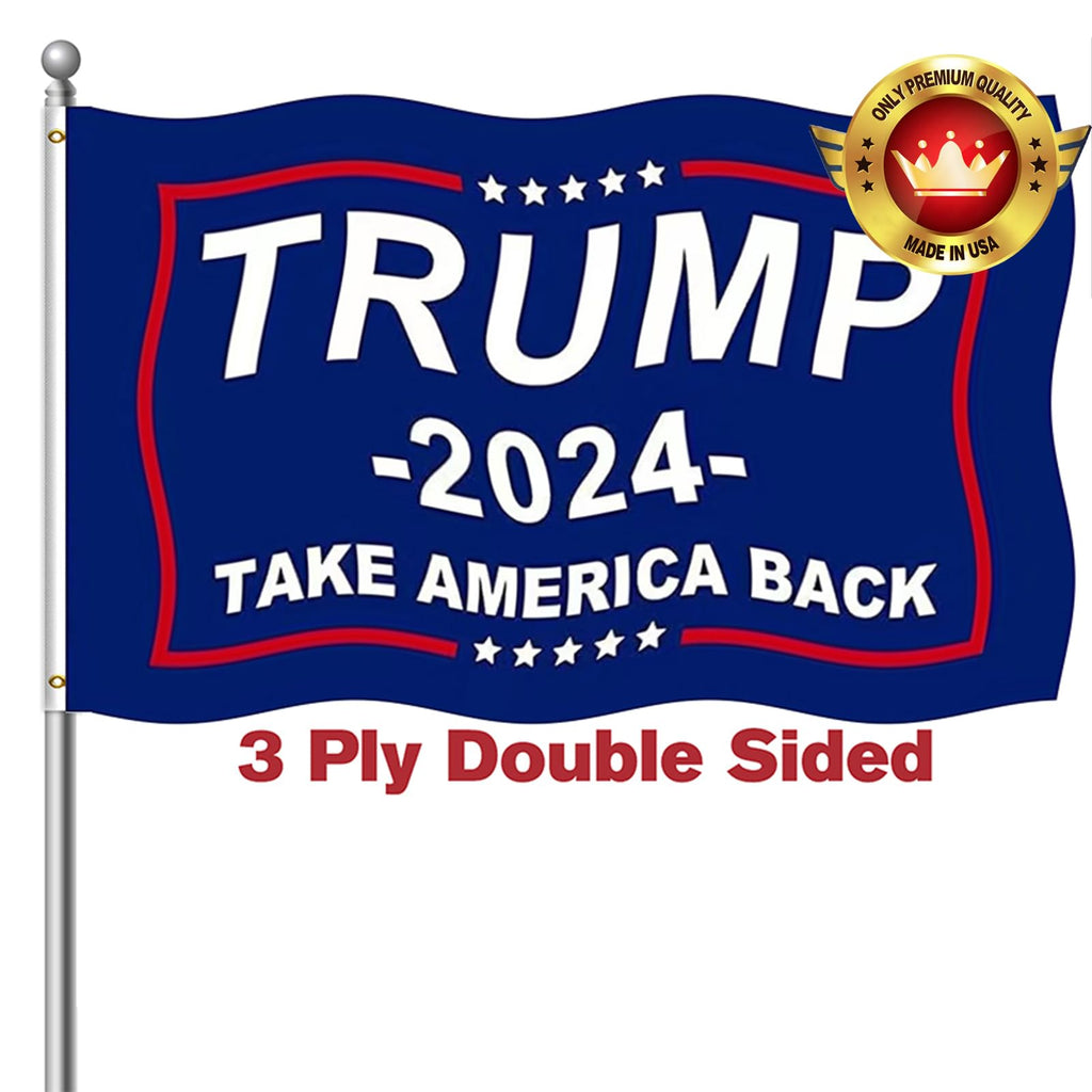 Trump 2024 Flag 3x5 Outdoor Made in USA Double Sided 3 Ply Take America Back Heavy Duty President Trump Flags 2024 for Outside with 2 Brass Grommets UV protection Fade Resistant for Indoor Outdoor Decorations