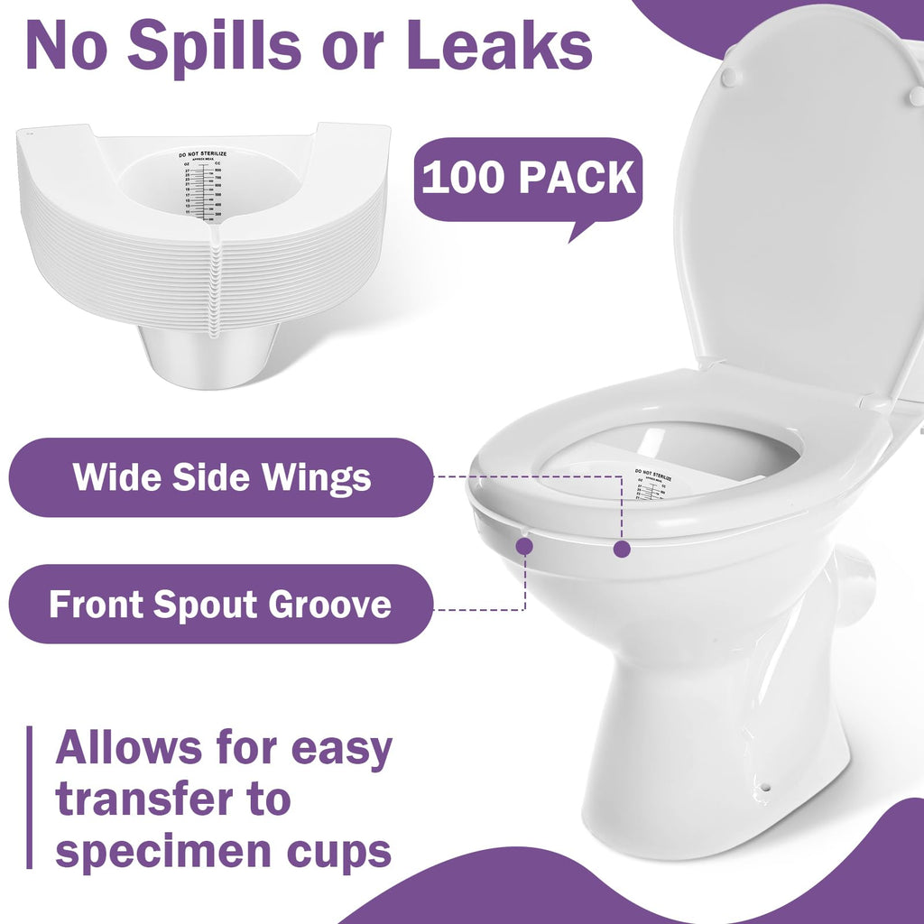 TrelaCo 100 Pcs Urine Hats for Toilets Stool Sample Collection Kit Urine Collection Hat Urine Collector Specimen Cups Pee Urine Sample Cup Containers for Women and The Elderly, 27oz/ 800cc