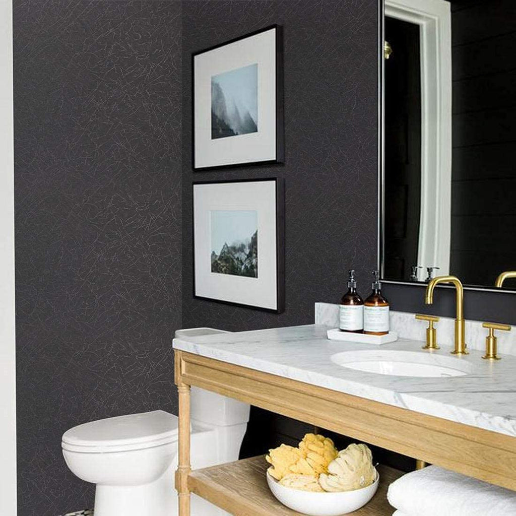 Abyssaly Black Silk Wallpaper Peel and Stick 15.7" X 393.7" Embossed Self Adhesive Black Contact Paper Removable Kitchen Vinyl Textured Wall Paper Cabinet Furniture Shelf Liner