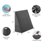 Bedluxe Bed Wedge Pillow for Sleeping, 8 Inch Memory Foam Wedge Pillow Post Surgery, Triangle Pillow Wedge, Elevated Support Pillows for Sleeping, Acid Reflux & Snoring - Removable Washable Cover