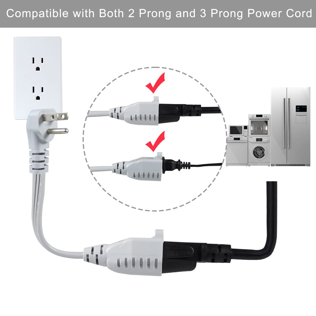 KUNCAN Appliance Power Extension Cord - 3 Prong Flat Wire SPT-3 14 AWG Heavy Duty Male to Female Extender Low Profile Grounded Cable for Major AC Unit, Air Conditioner, Refrigerator (9 Feet)