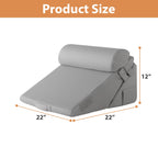 BIEEZZK 3PCS Wedge Pillow Set, Adjustable Wedge Pillow Headboard, Bed Wedge Pillows for Back Pain Relief, Sleeping, Post Surgery, Back Support Pillow for Bed Sitting Up, Snoring, GERD,Grey