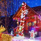 Joliyoou 10FT Christmas Inflatable Decorations, Giant Lighted Ladder Blowups Climbed with Reindeer, Santa, Snowman, C7 String Lights for Xmas Winter Holiday Roofs Trees Balconies Decor