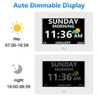 LXBYJKJ 7 Inch Digital Clock with Day and Date for Elderly Alzheimer's Dementia Clock Customizable Alarms and Medicine Reminders 3 Display Modes Large Font Digital Alarm Clock for Seniors White