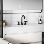 Bathroom Faucets for Sink 3 Hole, Hurran Matte Black Bathroom Sink Faucet with Pop-up Drain and Supply Lines, Stainless Steel Lead-Free Widespread Faucet for Vanity RV Farmhouse, 2 Pack