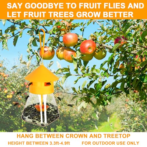 Simashts Reusable Fruit Fly Traps Outdoor Hanging with Fruit Fly Bait Trap Refill, Fly Killer Fruit Fly Catchers for Outdoor Vegetable Garden, Orchards (Not for Kitchen)