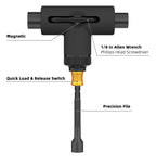 Zeato All-in-One Skate Tools Multi-Function Portable Skateboard T Tool Accessory with T-Type Allen Key and L-Type Phillips Head Wrench Screwdriver - Upgrade Black & Black