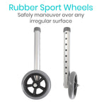 Vive Walker Wheels, Ski Glides, Accessories Covers for Seniors (6 PCS), Replacement Feet Parts Ball Set for Folding Medical Roller Safety- Front, Back Stability 5" Rubber, Bariatric - Universal Size
