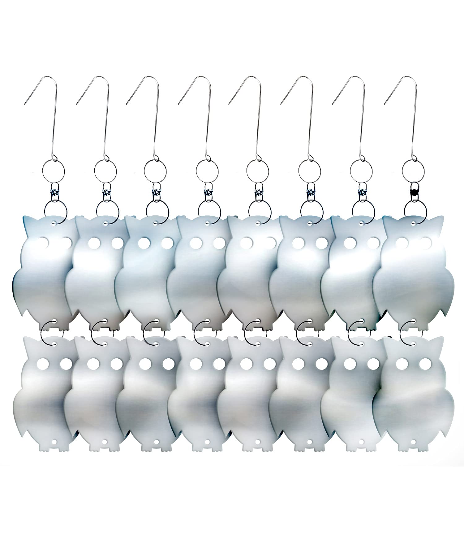 DE-BIRD Reflective Bird Repellent Scare Owl, Easy to Install Decorative Reflective Bird Deterrents for Outside to Scare Birds Away from Porch, 8-Pack