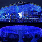Twinkle Star 300 LED Window Fairy Curtain String Lights for Halloween Christmas Wedding Party Home Garden Bedroom Outdoor Indoor Wall Decoration (Blue)