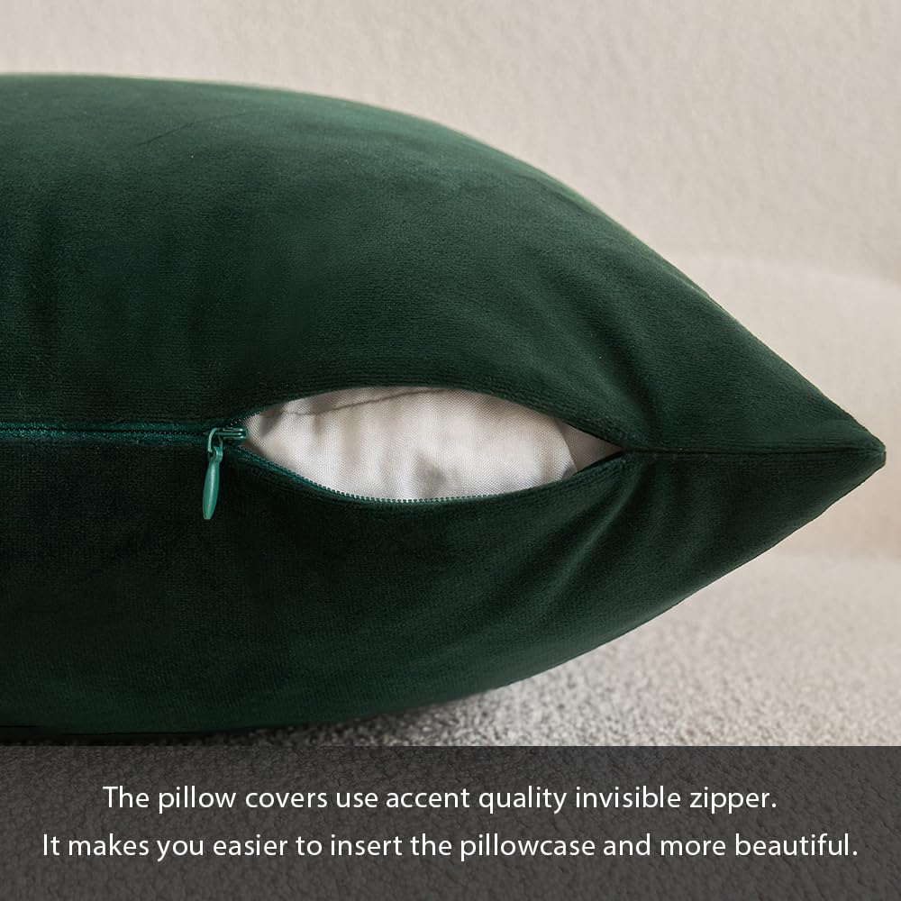 MIULEE Pack of 2 Velvet Soft Solid Decorative Square Throw Pillow Covers Set Christmas Cushion Case for Spring Decor Sofa Bedroom Car 16x16 Inch 40x40 Cm Army Green