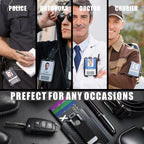 Badge Holder, ID Card Holder with Metal Clip - Durable Polycarbonate (Holds 1 to 4 Cards), Portable Wallet for Office, Laborer, Police, Work, Black