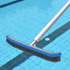 Swimming Pool Brush for Cleaning Pool Walls,Tiles & Floors,Heavy Duty 18" Aluminum Stainless Steel Wire Bristle Pool Scrub Brush for Curved Cleaning Brushes with EZ Clips