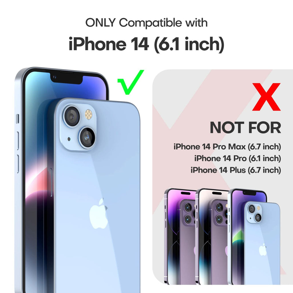TAURI 3 in 1 for iPhone 14 Case Clear, [Not Yellowing] with 2X Screen Protectors, [Military-Grade Drop Protection] Shockproof Slim 14 Cover 6.1 Inch