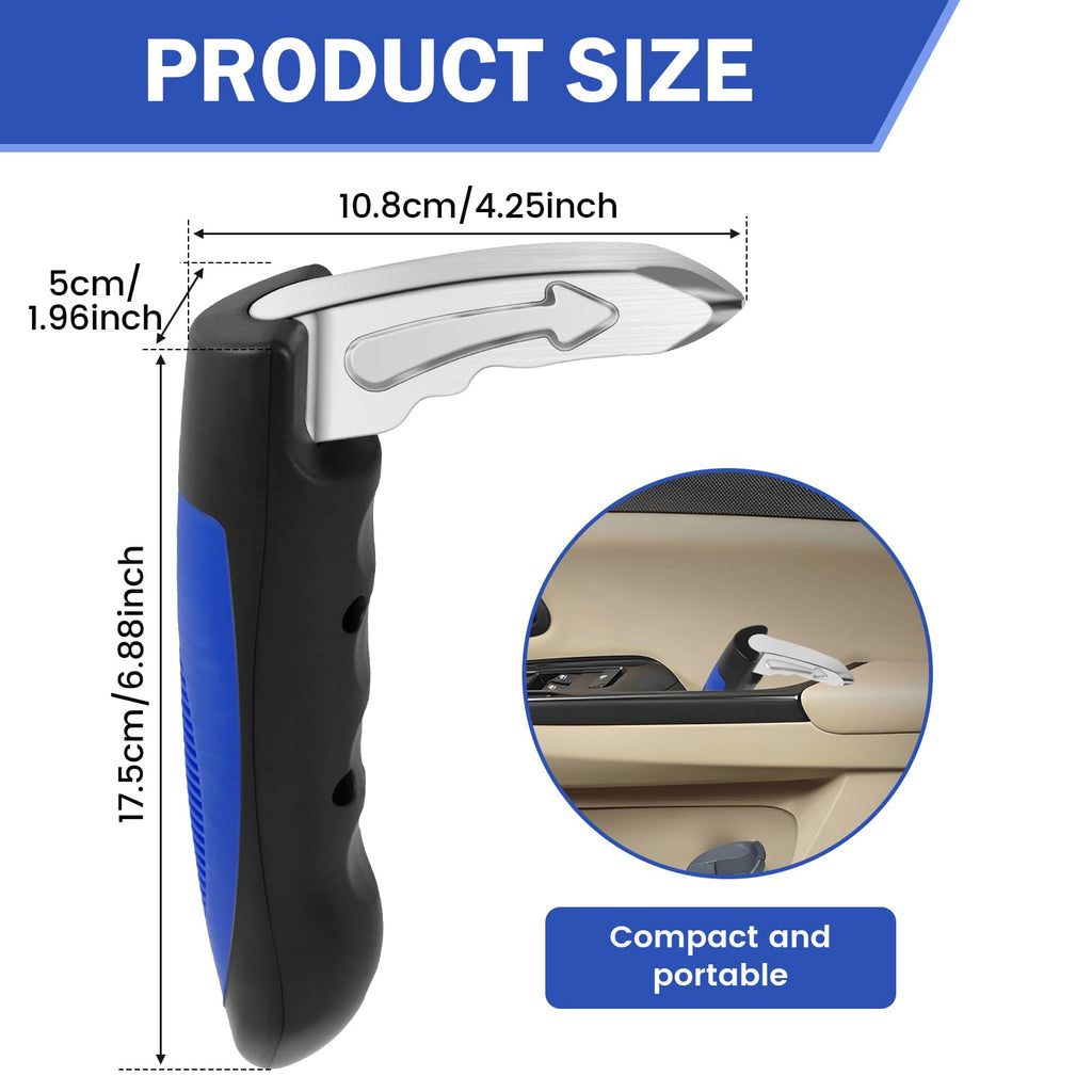 2 Pcs Car Door Assist Handle, Multifunction Car Handle Assist, Vehicle Support Handles Seatbelt Cutter Window Breaker Portable Automotive Car Handle Assist for Elderly and Car Emergency Tool (Blue)