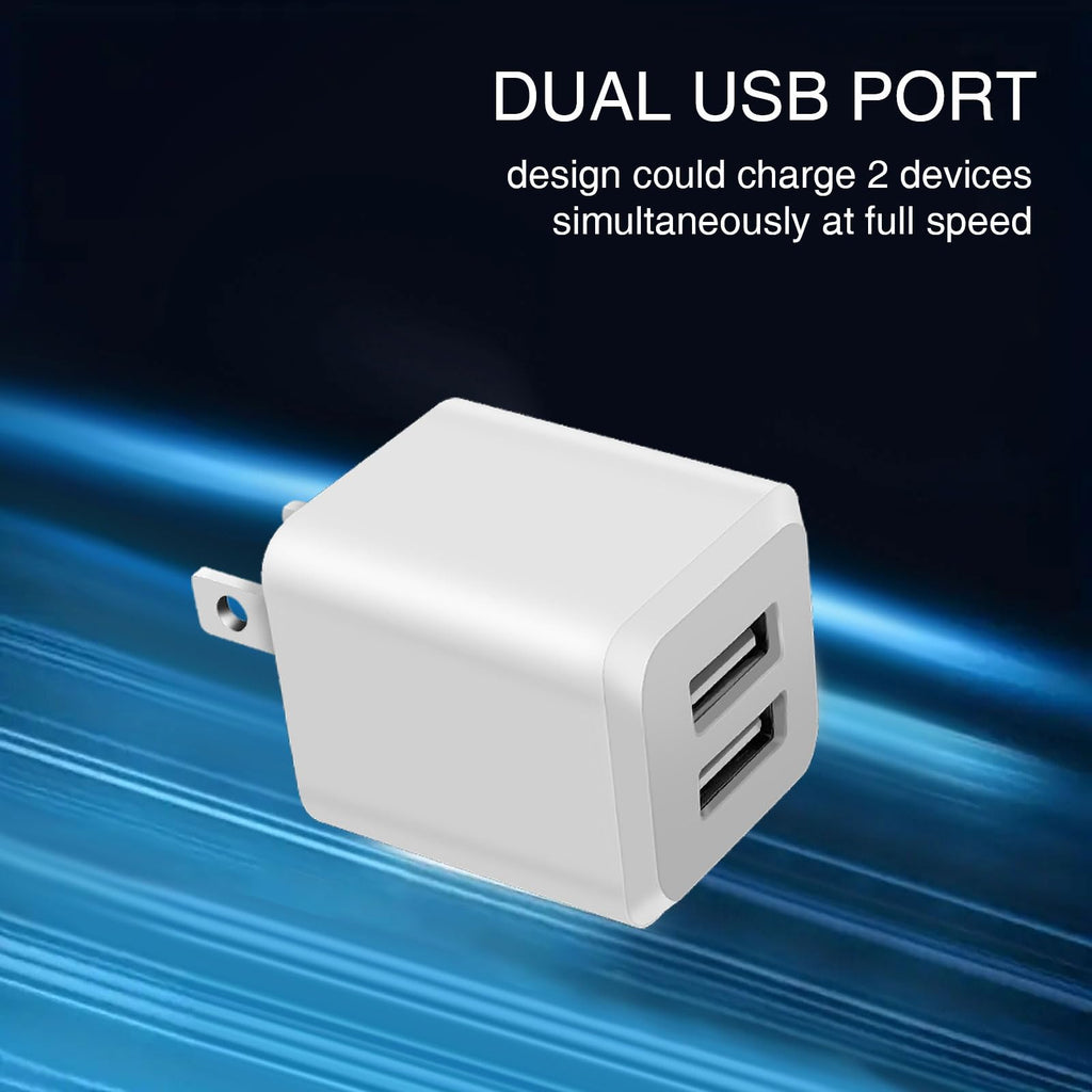 USB Wall Charger, Dual Port Cube Power Adapter Charger Plug Block Charging Box, Dual Port Wall Charging Adapter, Compatible for i Phone 14 13 12 11，Milky White (3-Pack)