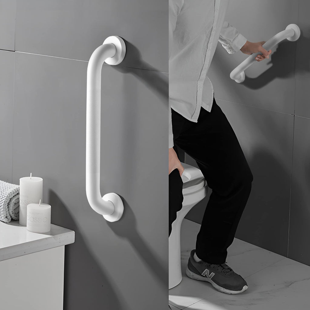 Rackickyer Shower Grab Bar, 2 Pack 32 Inch White Bathroom Grab Bar, 1.25" Diameter 304 Stainless Steel Anti-Slip Grab Bars for Bathtubs and Showers, Handicap Shower Grab Bar for Seniors Elderly