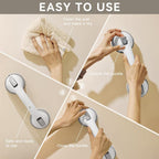 Grab Bars for Bathtubs and Showers (2 Pack) 12-inch, Shower Handles for Elderly Suction, Shower Grab Bars for Seniors, Non-Slip Suction Grab Bars for Shower, Grab Bars for Elderly for Wall