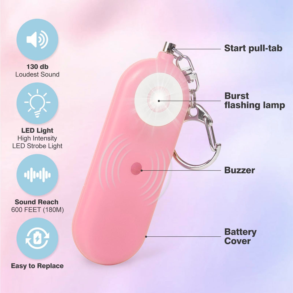 MtMinn Personal Safety Alarm for Women - 130dB Self Defense Keychains Siren Whistle, Replaceable Battery with SOS LED Strobe Light - Emergency Security Safe Protection Devices for Kids Elderly