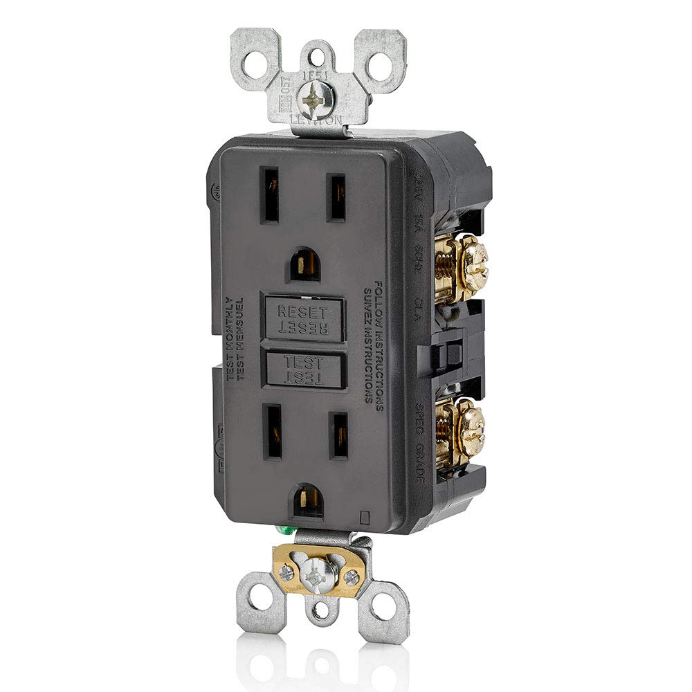 Leviton GFCI Outlet, 15 Amp, Self Test, Non Tamper-Resistant with LED Indicator Light, Protection from Electric Shock and Electrocution, GFNT1-E, Black