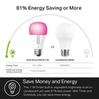 Kasa Smart Light Bulbs, 1000 Lumens High Brightness, 16M Color Changing, Dimmable Smart WiFi Light Bulb, Compatible with Alexa and Google Home, A19, 2.4GHz Wi-Fi only, No Hub Required, KL135(4-Pack)
