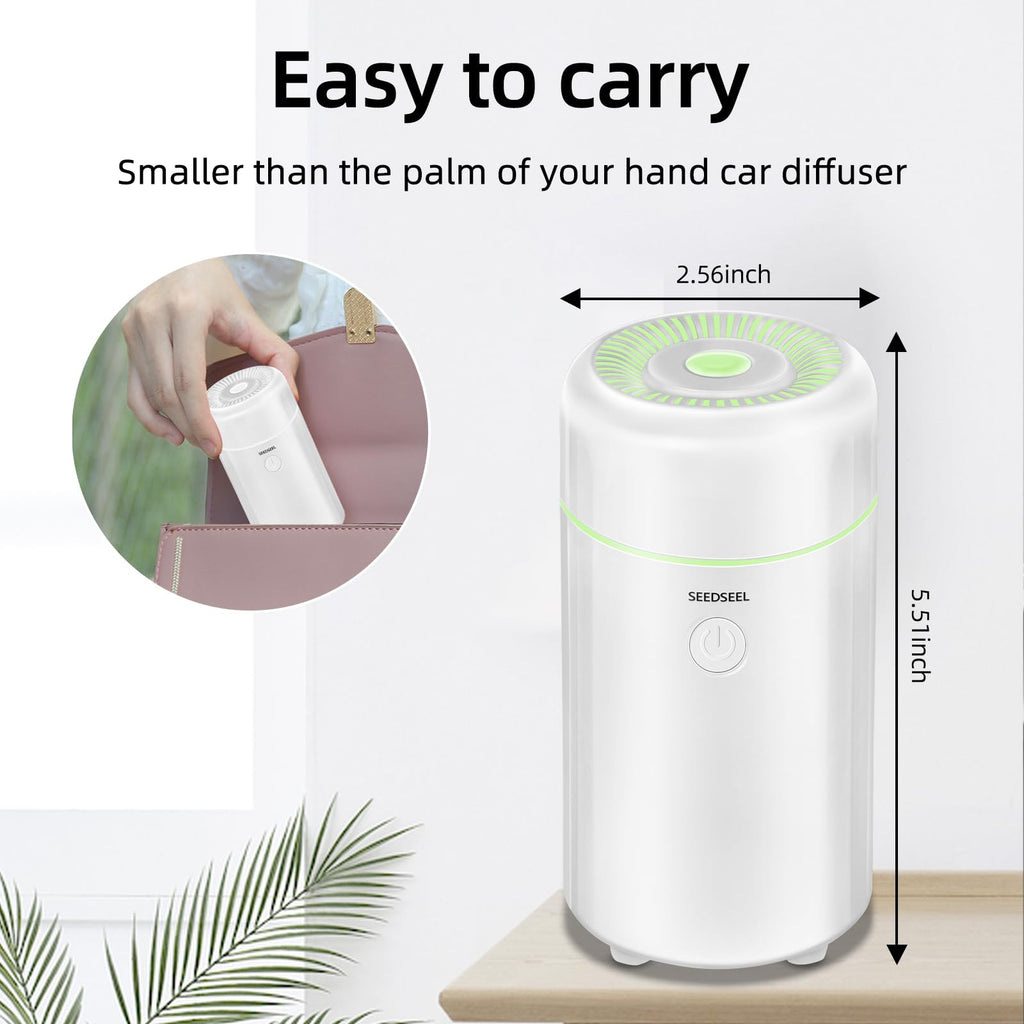 SEEDSEEL 100ML Car Diffuser Humidifier, Cool Mist Air Essential Oil Diffuser with 7-LED Color Changing, Suitable for Car