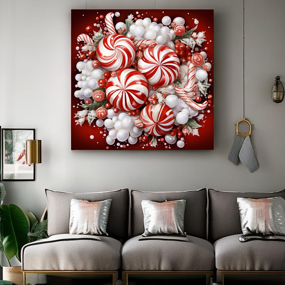 VONBOR Christmas Candy Diamond Art Painting Kits for Adults & Kids Beginner, Christmas Diamond Art for Adults Full Round Drill, DIY Paint with Diamond Dots Gem Art Craft Set Picture Gift 12 * 12 inch