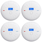 4 Pack 10 Year Battery Operated Smoke and Carbon Monoxide Detector, Portable Fire Co Alarm for Home and Kitchen (White)