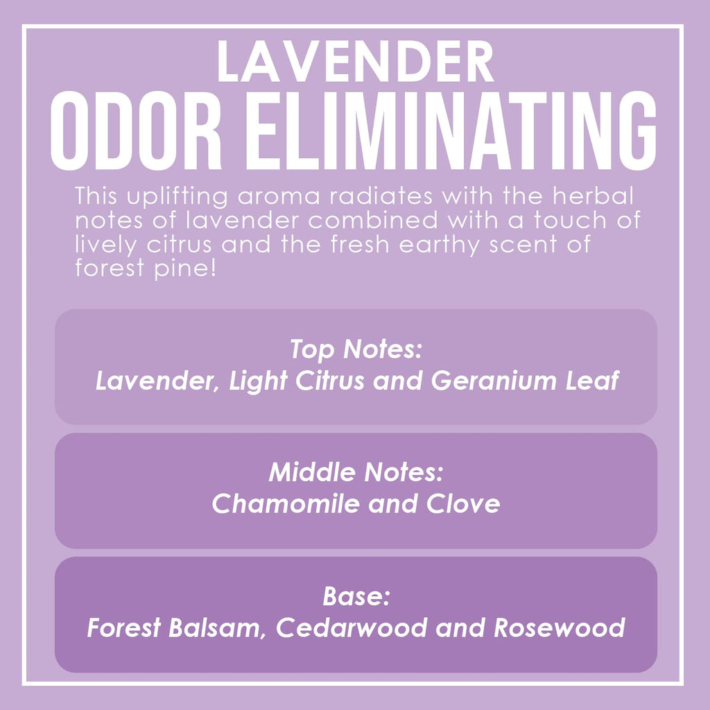 Lavender Odor Eliminating Highly Fragranced Candle - Eliminates 95% of Pet, Smoke, Food, and Other Smells Quickly - Up to 80 Hour Burn time - 12 Ounce Premium Soy Blend