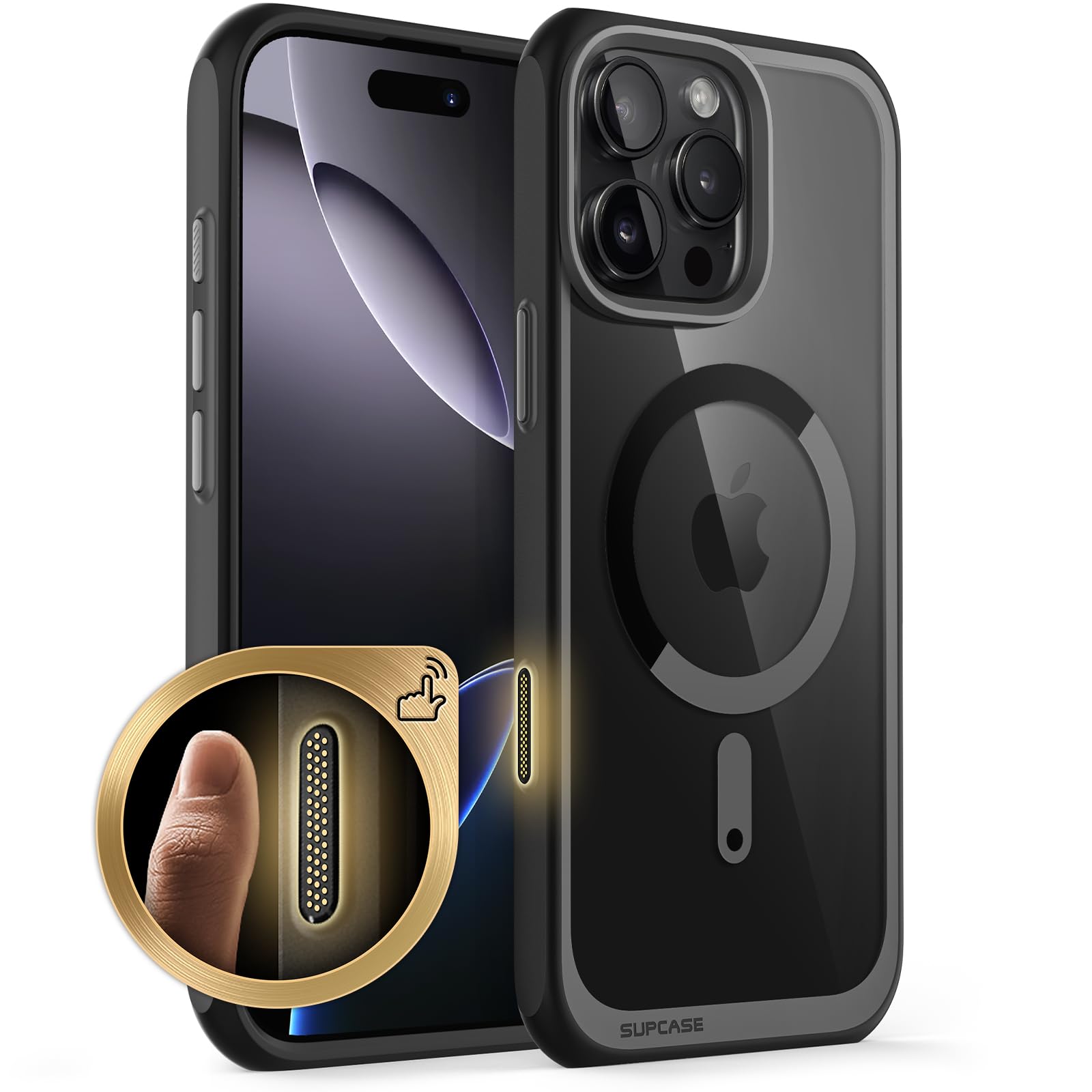 SUPCASE for iPhone 16 Pro Max Case with Camera Control Capture Button (Unicorn Beetle Mag), [Compatible with MagSafe] [Military-Grade Protection] Slim Clear Shockproof Magnetic Phone Case, Black
