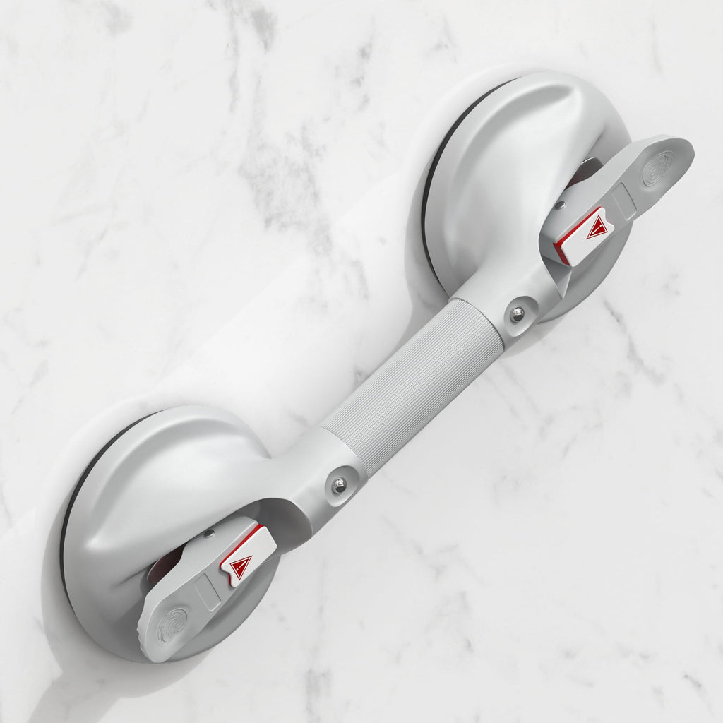 DAILYLIFE Shower Grab Bar for Bathtubs and Showers, 15 inch Heavy Duty Shower Handle with Strong Suction Cup, 300lbs Safety Shower Handrails for Seniors and Elderly, White
