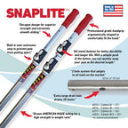 SKIMLITE MANUFACTURING Snaplite Telescopic Pool Pole 16 Ft Adjustable Cleaning Poles Push Button Lock Light Weight Easy Grip, Includes Universal Threaded Adapter for Skimmer Net Brush Vacuum Head