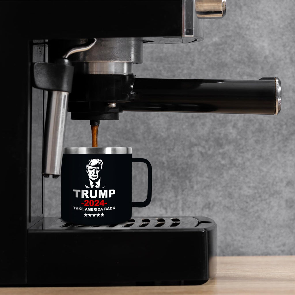 Icesip Trump Dad Mug 14 oz Insulated Coffee Mug with Lid and Handle, 14oz Double Wall Stainless Steel Coffee Tumbler Travel Cup, Black 1 Pack