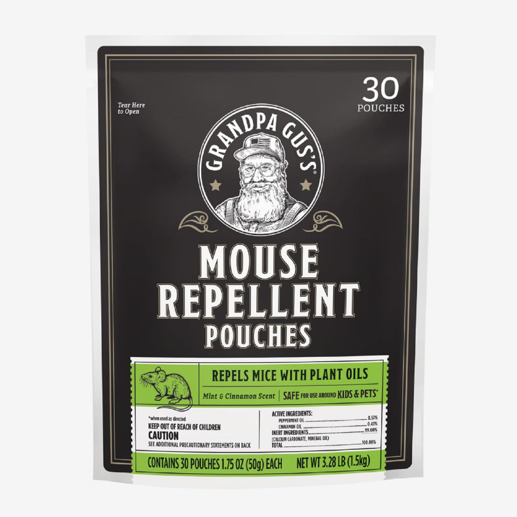 Grandpa Gus's Natural Mouse Repellent Pouches, Repel Mice from Nesting & Freshen Air in Home/Cabin/Boat/Car Storage/RV/Machinery/Shed, 1.75 Oz (30 Pouches)