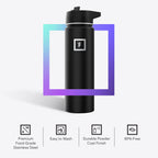 Camping & Hiking Hydration Flask with Straw, Wide Mouth Insulated Stainless Steel Sports Water Bottle - 18 oz Bubble Gum