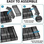 Marbrasse Expandable Desk Drawer Organizer, Mesh Drawer Organizer Tray with 10 Adjustable Compartments, Desk Organizers and Accessories, 5 Dividers Drawer for Office Supplies, Makeup & Vanity (Black)