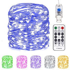 Fairy Lights 66 ft 200 LED USB Twinkle String Lights Plug in Silver Wire Lights with Remote and Timer 8 Modes Outdoor Waterproof Starry Lights DIY Party Wedding Christmas Decoration（Blue）