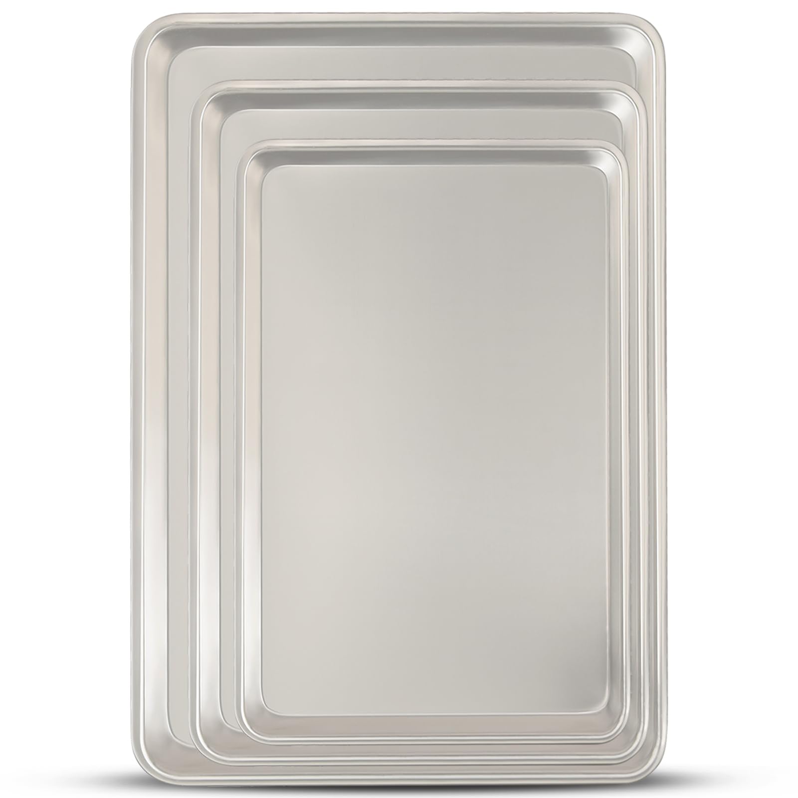 Baking Sheet Pan Set of 3, Commercial Quality Aluminum Cookie Sheets for Oven, Umite Chef Warp Resistant Baker's Half/Quarter/Jelly Roll Pans, Thick Cookie Tray Pans for Baking, Roasting