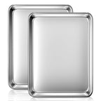 Baking Sheet Set of 2, Commercial Grade Stainless Steel Cookie Sheets for Baking, 18 x 13 Inch Thicker Large Baking Pans Oven Tray, Warp Resistant Nonstick Half Sheet Pan, Nontoxic & Heavy Duty